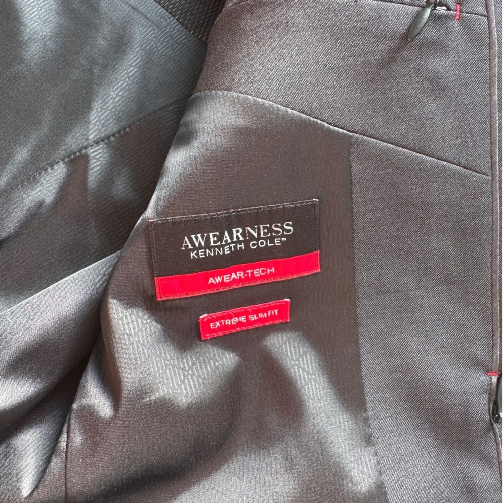 Kenneth Cole Awareness Gray Blazer Awear-Tech Slim Fit Suit Size 34 - Picture 9 of 12